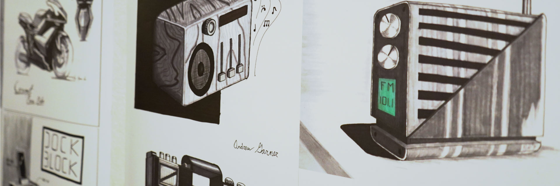 Student sketches of portable radios.