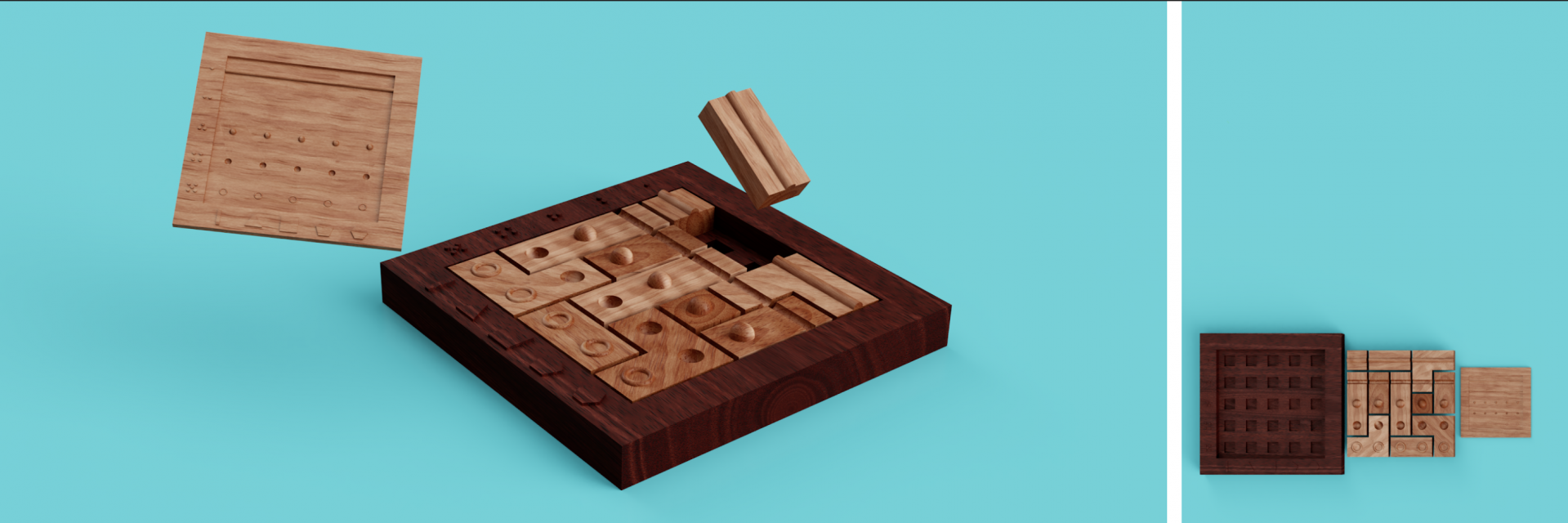 A render of a wooden board toy.