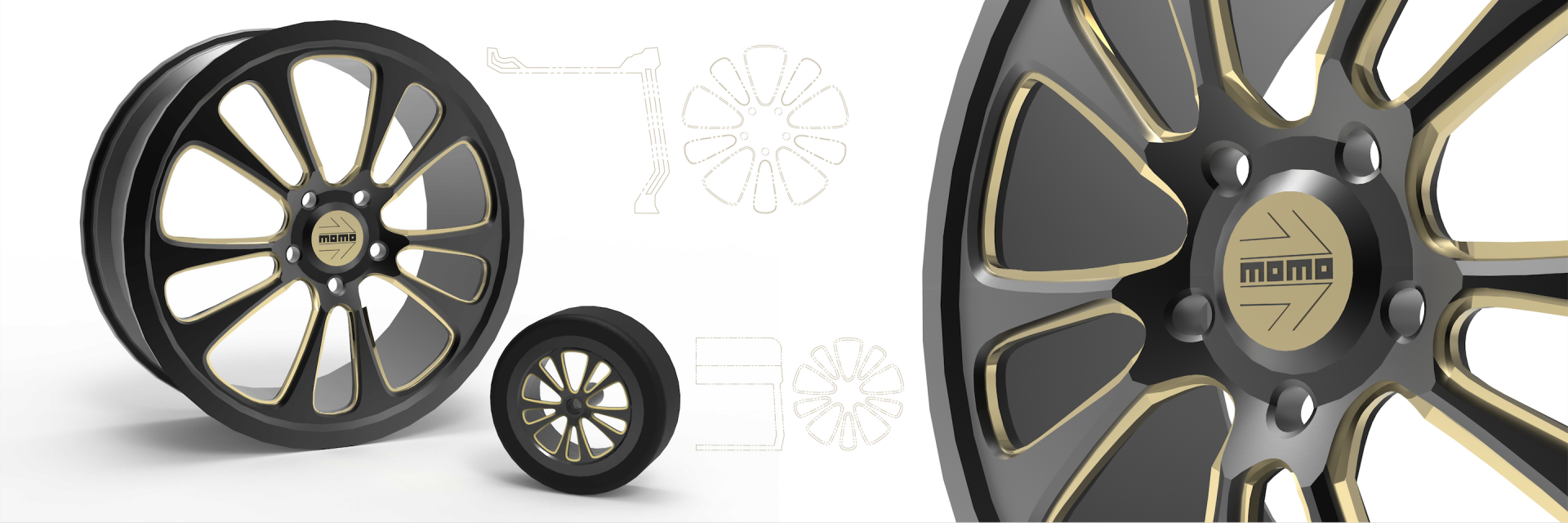 Two renders of tire detailing.