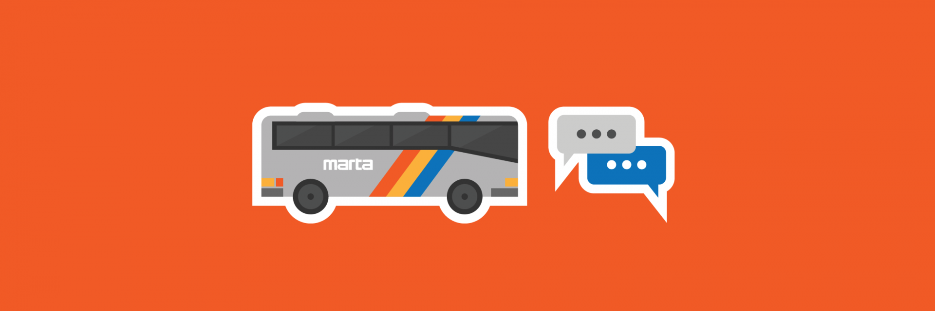 a graphic showing a marta bus with messaging icons