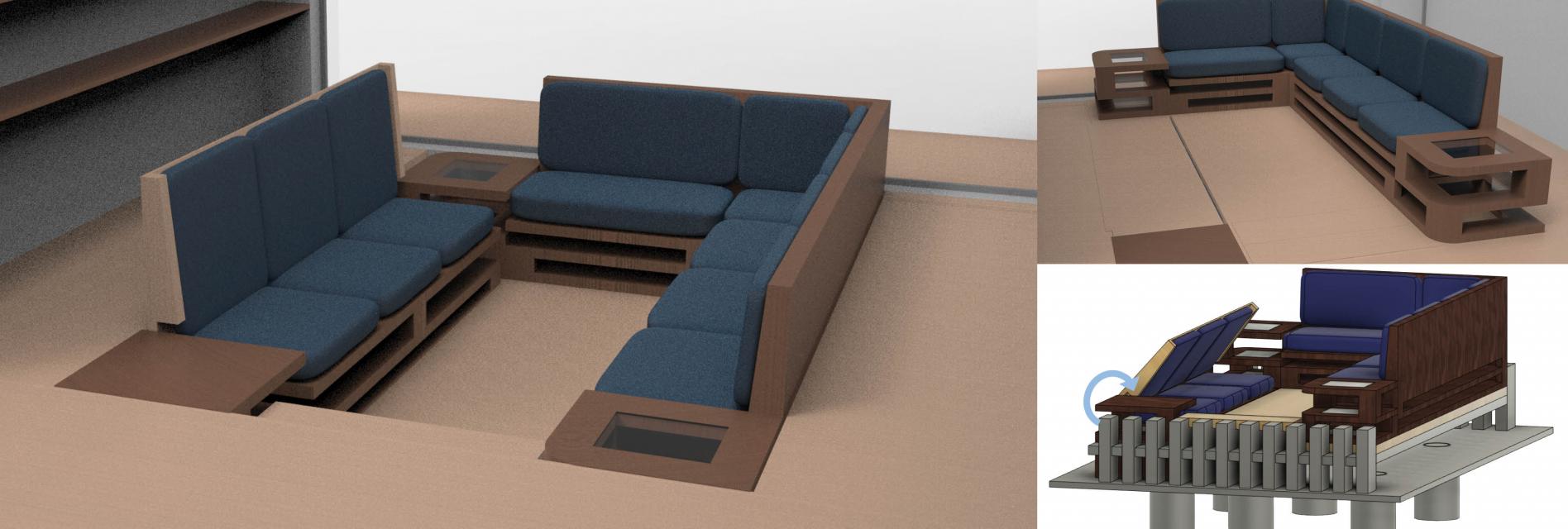 Several renders of a couch