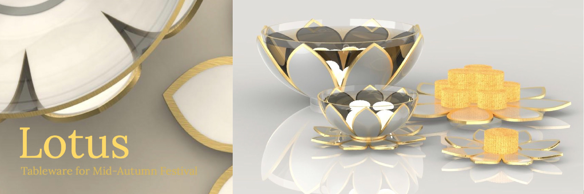 Renders of a bowl dish set
