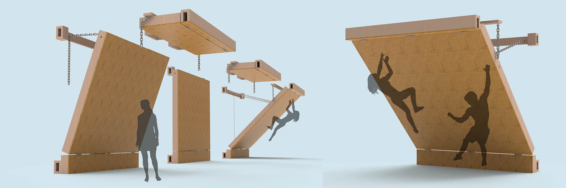 Renders of a climbing wall set