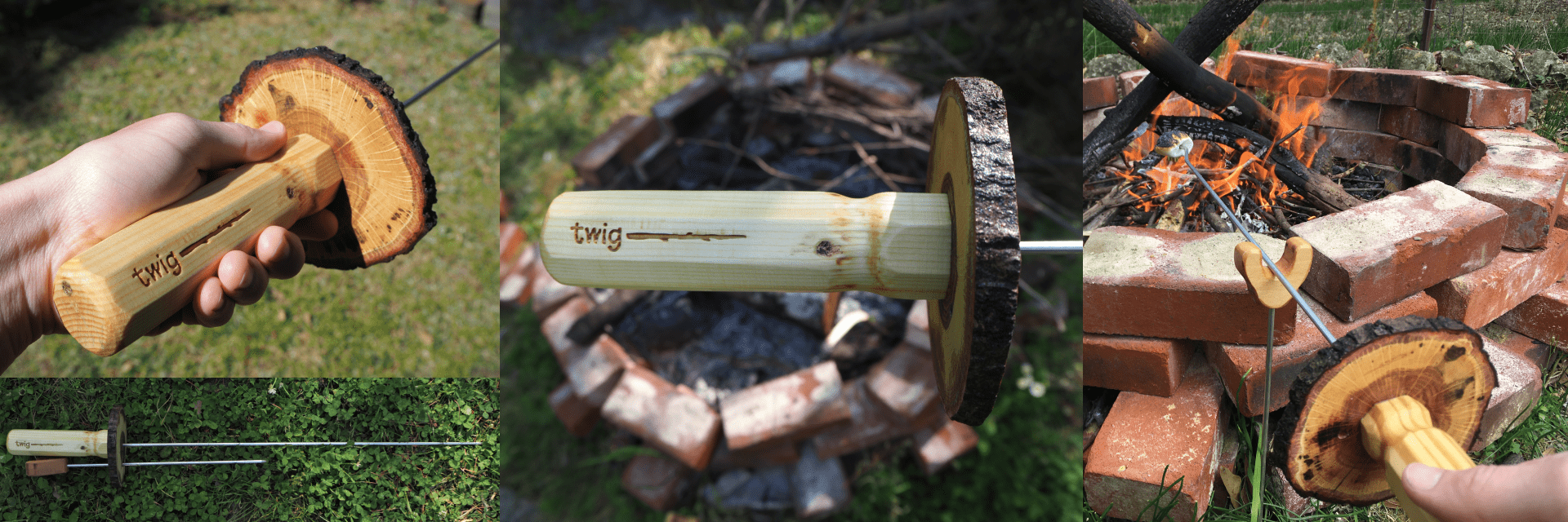 Photos of a wood-like roasting product. 