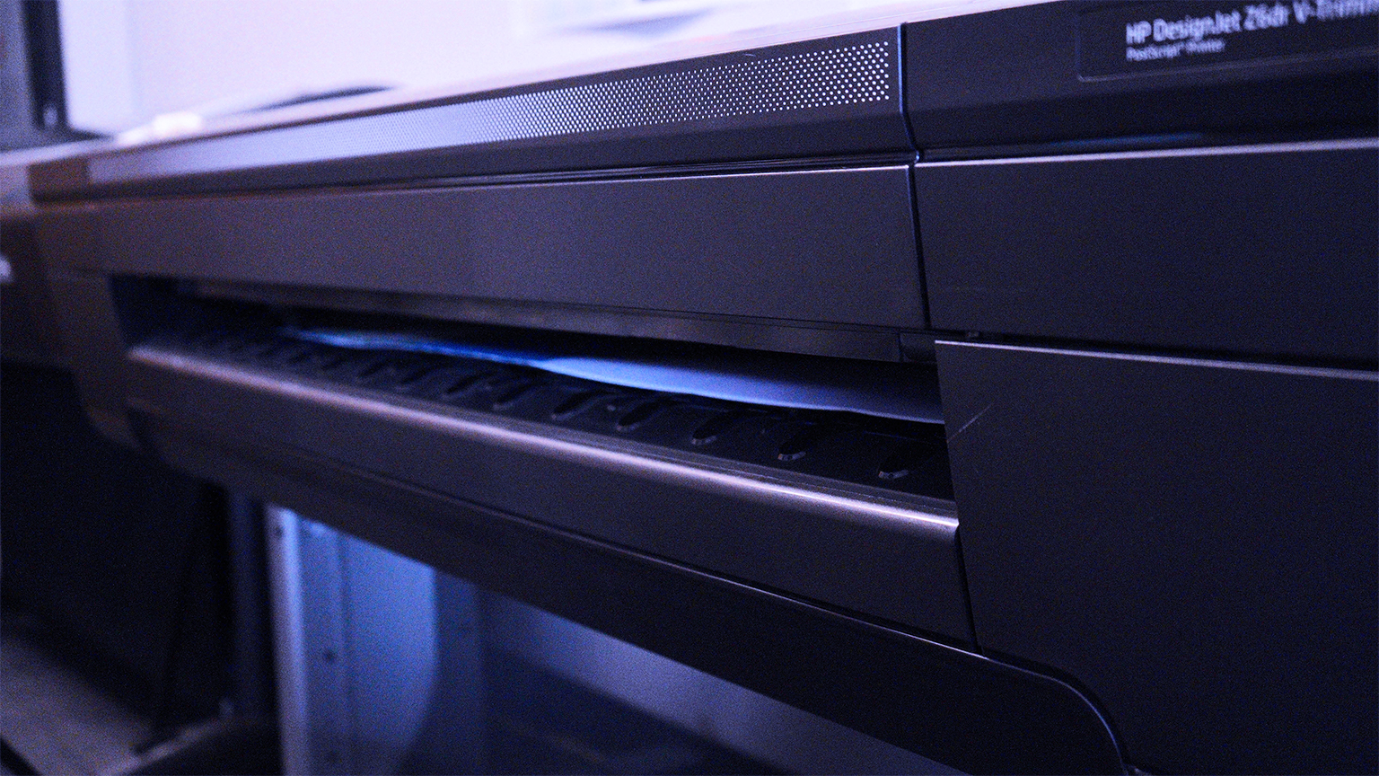 Close shot of a plotter printer