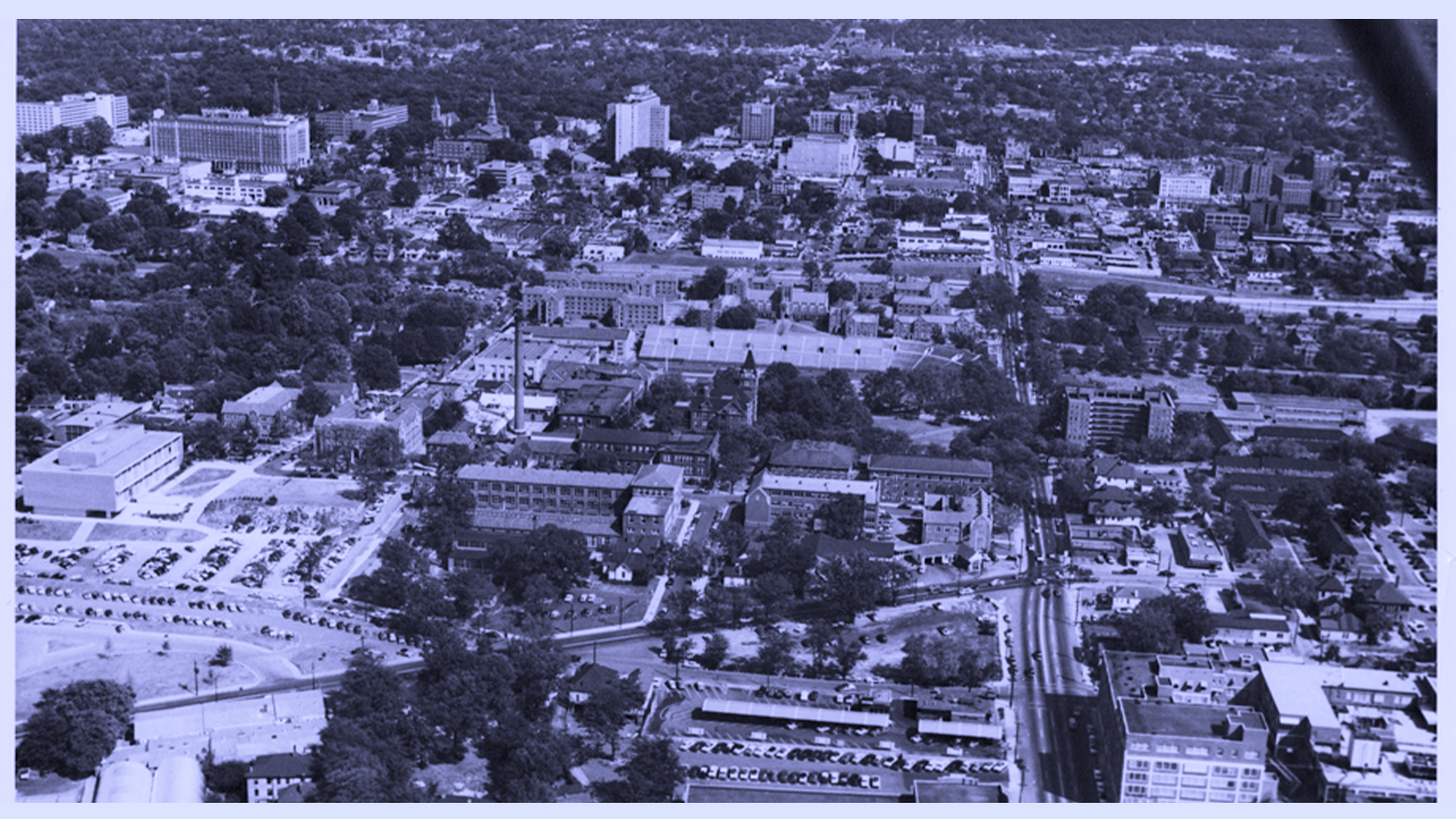 Aerial view of campus, taken in 1959. 