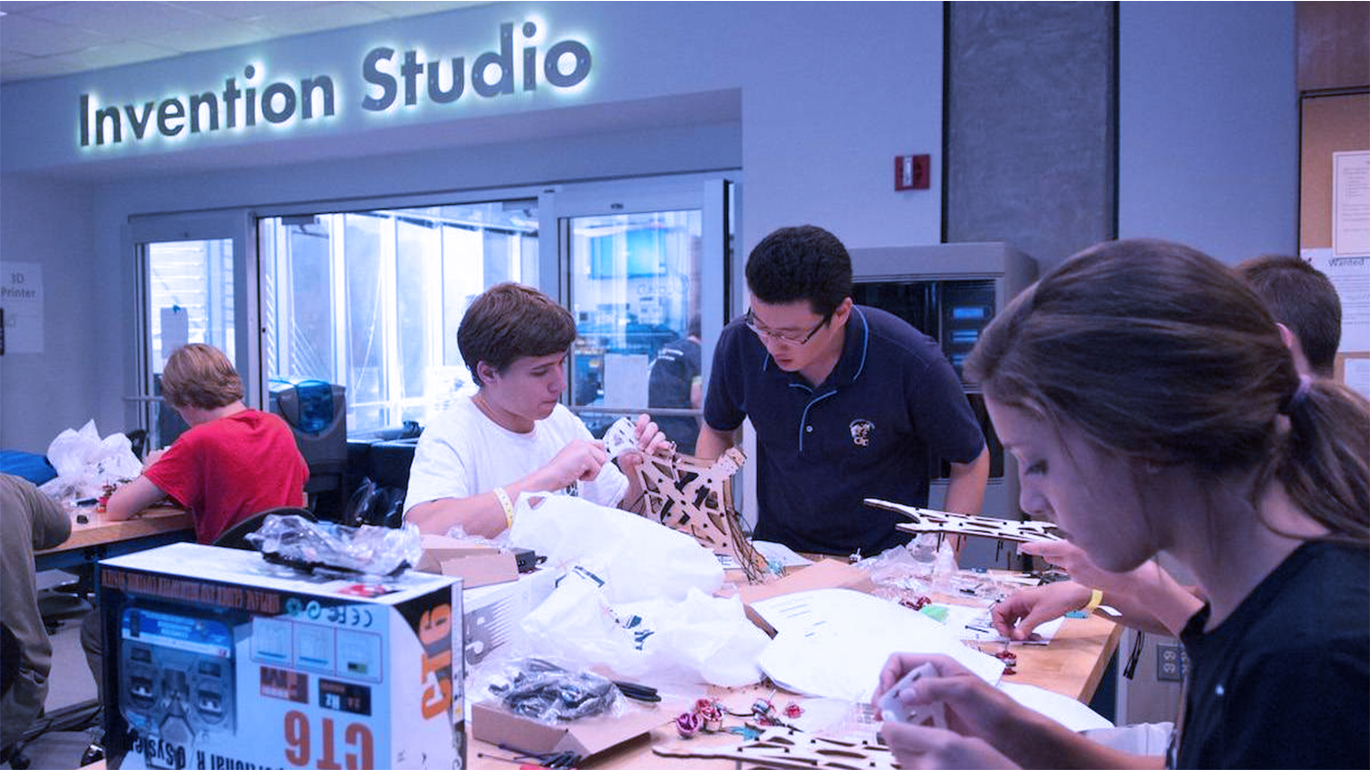 Students working int the Invention Studio