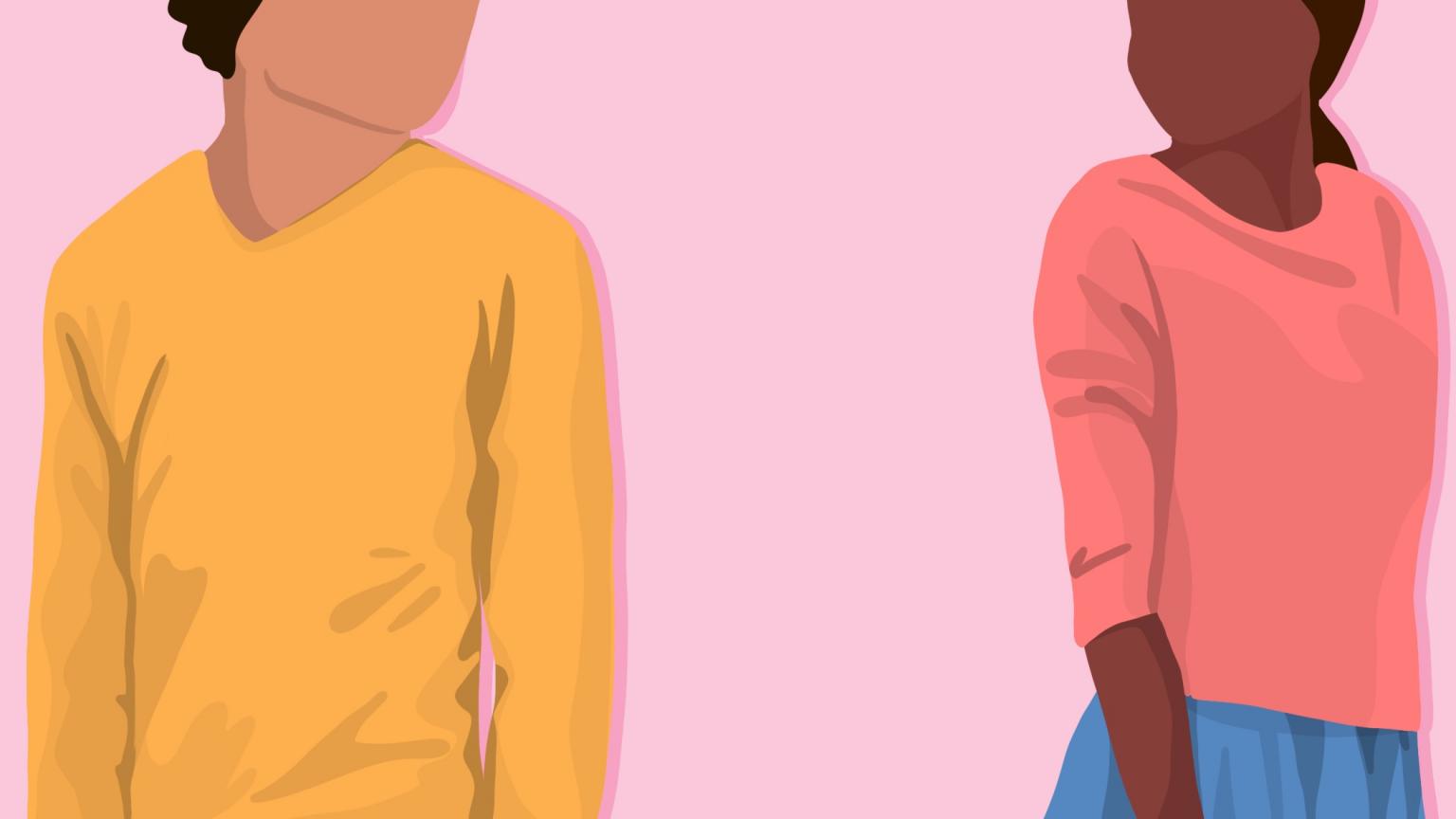 illustration of two people looking at each other