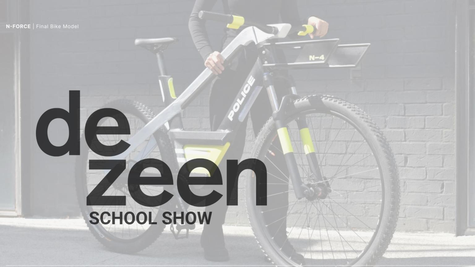 Graphic of a bike project with Dezeen Show branding.