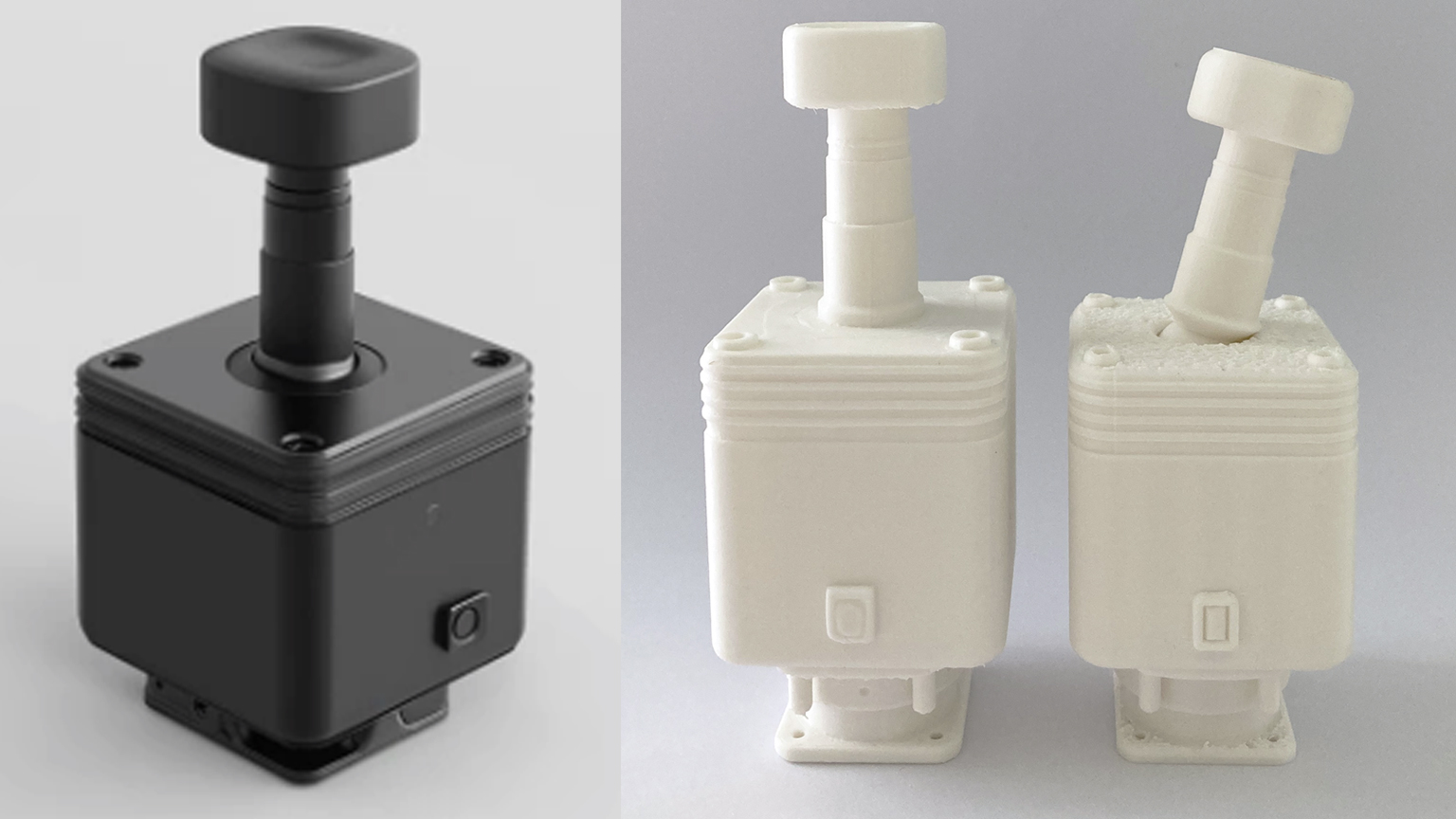 3-D printed joysticks designed for people with mobility issues.